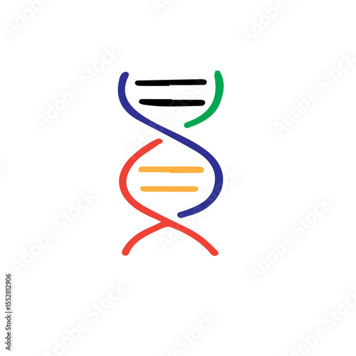Colorful dna strand graphic representation on a white background illustration