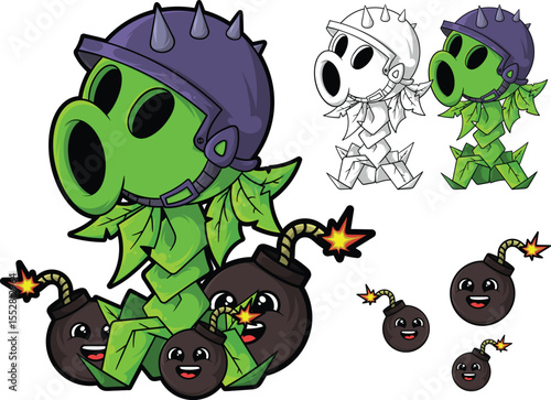 Cartoonish carnivorous plant monsters with Happy Bombs