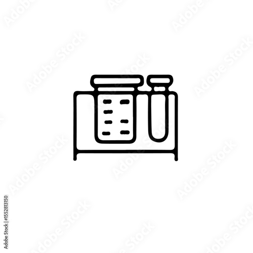 Illustration of two test tubes in a rack depicting scientific laboratory work