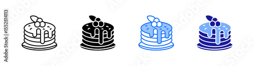 Pancakes Multiple Style Icon Set Vector 