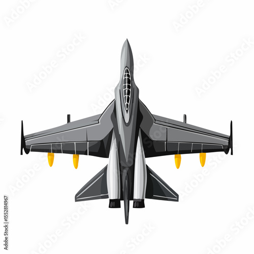 Overhead view of a futuristic military jet aircraft.