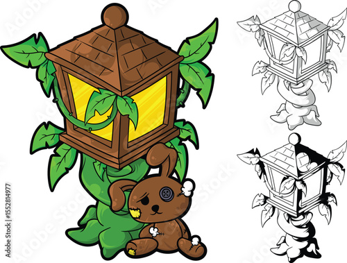 Stuffed Bunny Finds a Magic Lantern in the Forest