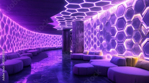 Purple hexagonal lighted lounge