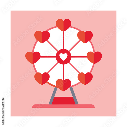 Romantic Ferris Wheel with Heart Pods Illustration