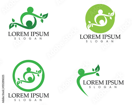 people leaf green nature health logo and symbols
