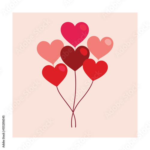 Valentine Heart Balloons Bouquet Floating Upward