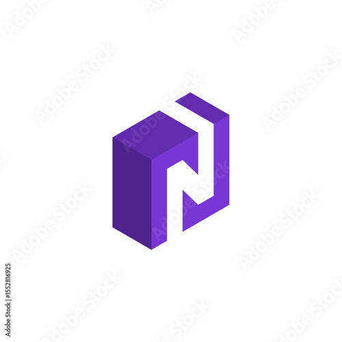Abstract 3D Network Cube N Logo