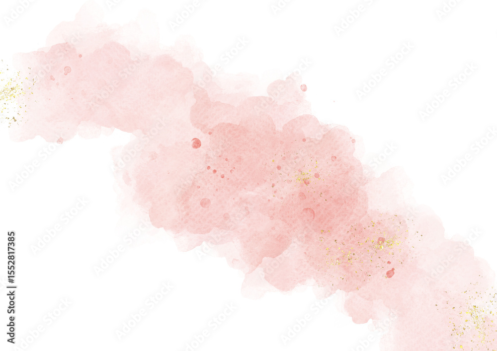 Fototapeta premium Pastel Pink watercolor abstract background. wedding invitation designs or card templates for greetings or invitations on valentines Day. watercolor paint brush glitter gold for wedding elements