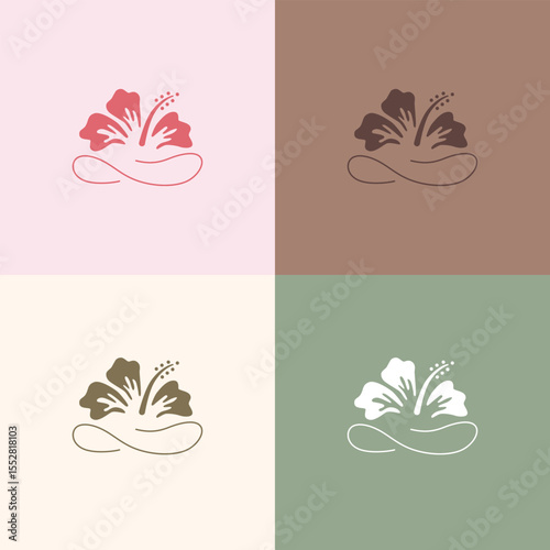 Minimalist elegant feminine logo on isolated background. Beauty logo. Flower Logo in line style Vector illustration