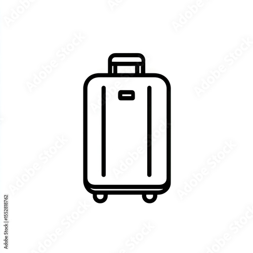 A simple line drawing of a wheeled suitcase with a top handle, depicting a common travel bag