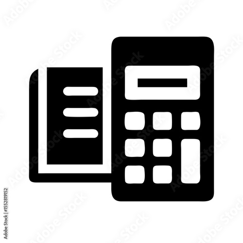 Calculator and accounting book isolated on white background