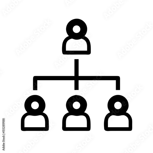 Organizational chart with hierarchical structure isolated on white background