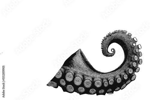 sea monster tentacle halftone grunge vector design element