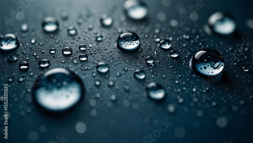 Fresh Water Droplets Macro Shot – Clean Blue Background for Eco Themes.