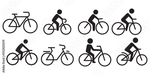 Man on bicycle icon, The man ride bicycle icon, bicycle icon, Bike. Bicycle vector icon. Concept of cycling. Go in for isolated bicycle lanes with a white background