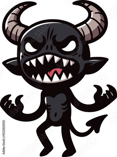 角のある黒いデーモンのイラスト
