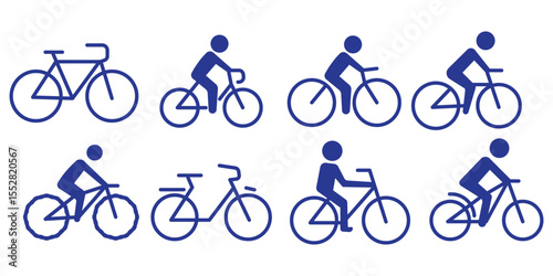 Man on bicycle icon, The man ride bicycle icon, bicycle icon, Bike. Bicycle vector icon. Concept of cycling. Go in for isolated bicycle lanes with a white background