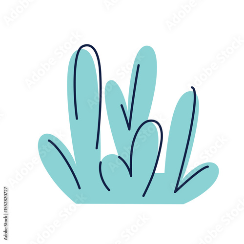 Vector illustration of sea coral in cartoon flat style. Colorful marine plant icon. Underwater nature element for ocean, snorkeling and diving, childrens design materials, aquariums decor