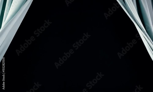 Elegant Light Grey Curtains Opening on Black Background
