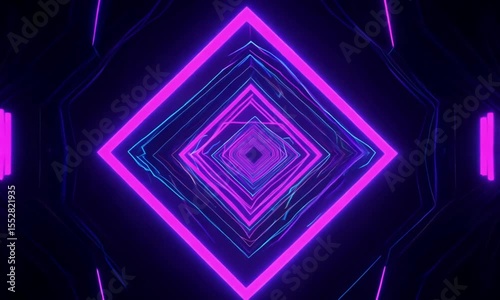 Abstract Neon Tunnel with Shifting Geometric Patterns