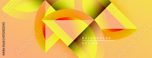 Abstract geometric shapes, vibrant orange, yellow hues. Modern design, dynamic composition, smooth gradients create visual interest.