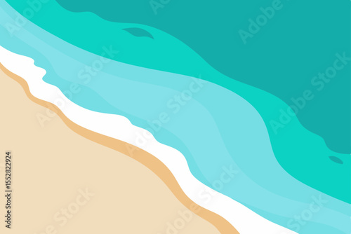 Blue waves curve on the beach, a natural summer backdrop illustration with a textured pattern
