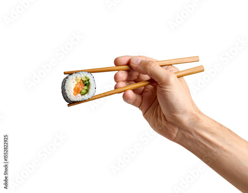 hand holding sushi