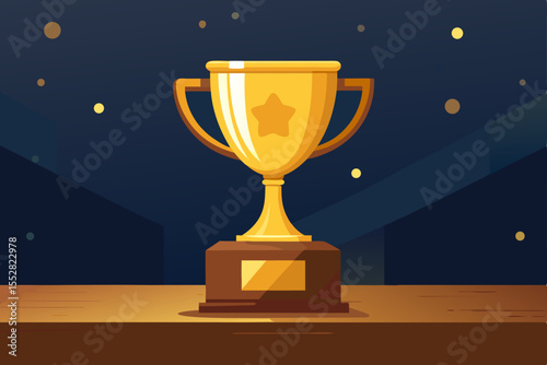 Gold trophy cup and medal, a shiny symbol of success and champion achievement, isolated for the first-place winner