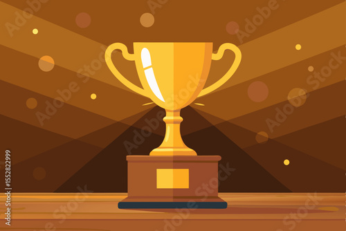 A shining gold championship trophy cup, isolated on a black background, signifies success and victory in sport