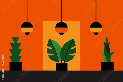 Green leafy plant in a decorative pot, perfect for home interior design or a nature-inspired illustration