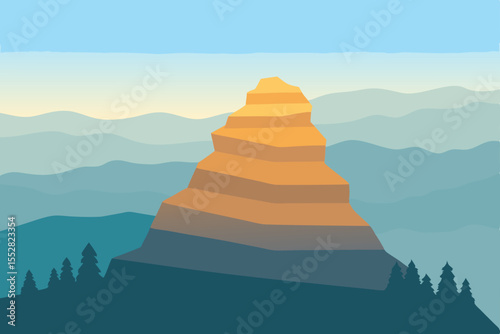 Majestic Sunrise Layers of Golden Mountain Peak in a Serene Landscape