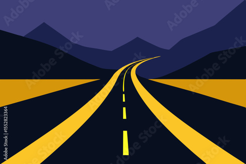 Night Drive Asphalt Roads Winding Through Majestic Mountains