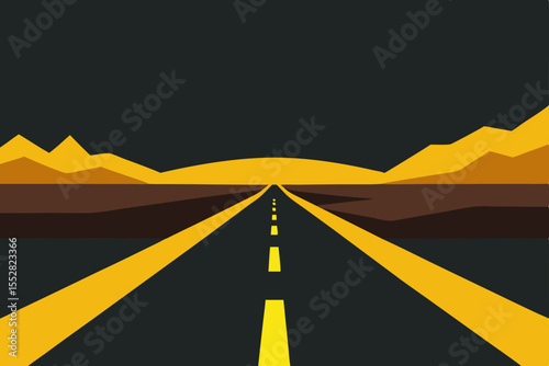 Endless Asphalt Highway A Journey into the Golden Desert Sunset