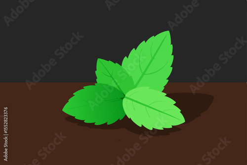 Fresh Mint Leaves Vibrant Green Herbal Illustration
