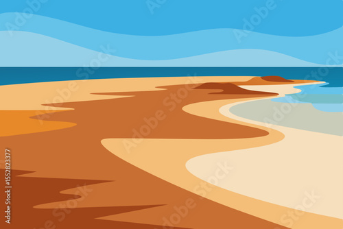 Serene Coastal Landscape Sandy Beach and Azure Ocean