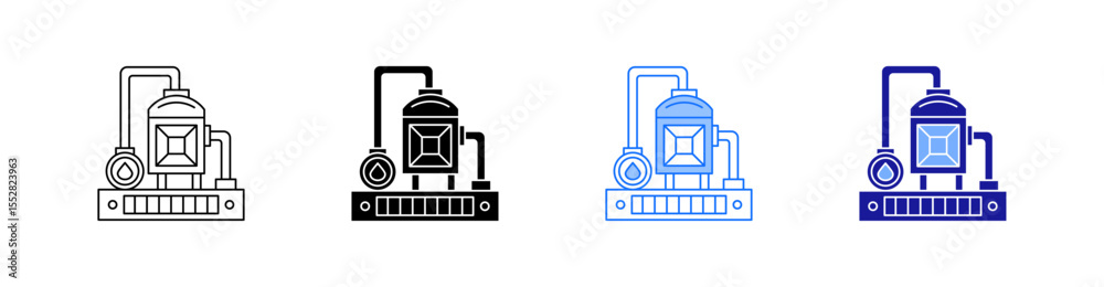 Fototapeta premium Refinery Multiple Style Icon Set Vector 