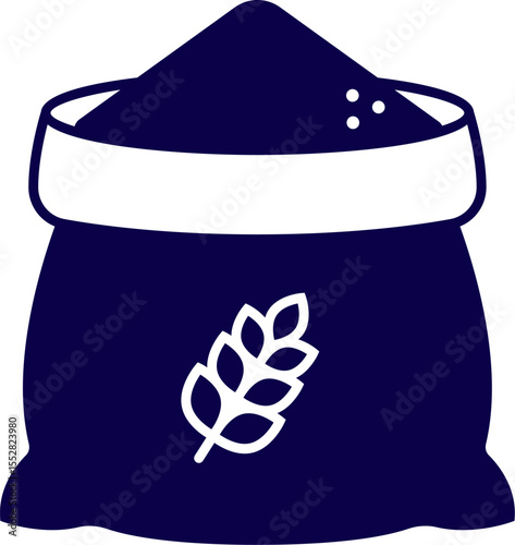 Bag Wheat silhouette. Flour bag silhouette icon, sack and wheat isolated on transparent background. Seed sack icon illustration.