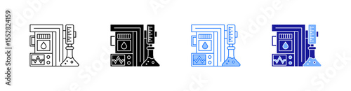 Pumping Unit Multiple Style Icon Set Vector 