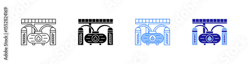 Oil Extraction Multiple Style Icon Set Vector 