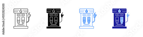 Refueling Multiple Style Icon Set Vector 