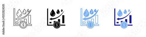Oil Market Low Multiple Style Icon Set Vector 