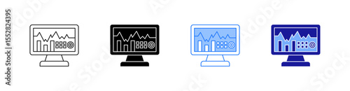 Monitoring Equipment Multiple Style Icon Set Vector 