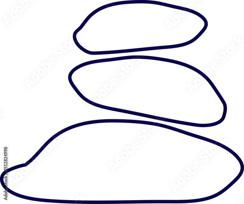 Stone for spa line art vector. Balanced Zen stone logo. Vector Zen yoga stones stack or spa pebbles. Tropical spa and resort. Some basalt hot stones for massage