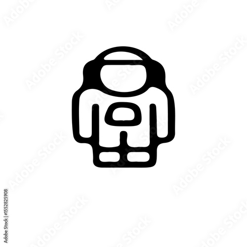 A simple black and white drawing of an astronaut in a spacesuit icon design