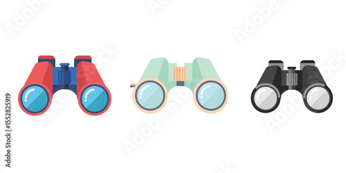 Binoculars Icon in Flat Style – Vector Illustration of Optical Equipment