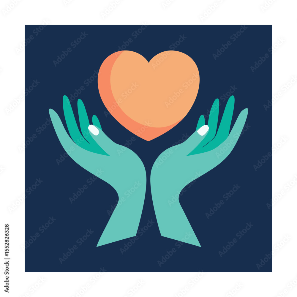 Fototapeta premium Hands Holding Heart Vector for Romantic Design