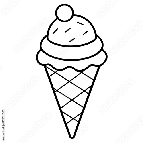 Minimalist Ice Cream Cone Line Art
