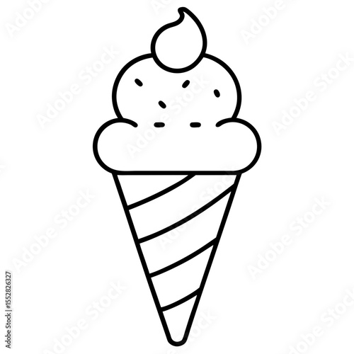 Minimalist Ice Cream Cone Line Art