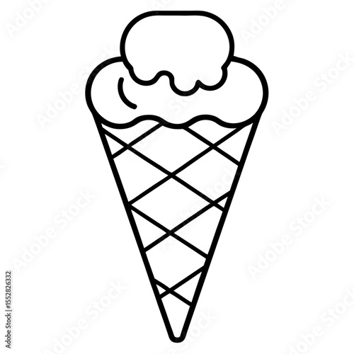 Minimalist Ice Cream Cone Line Art