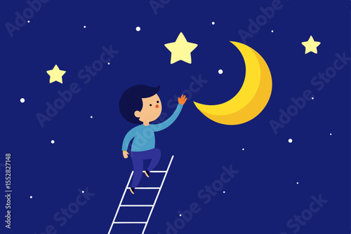 Reaching for the Stars A Child's Dream of the Moon and Night Sky